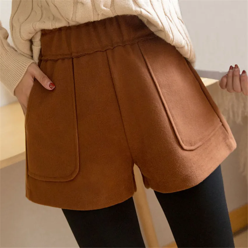 

Gowyimmes 2018 Autumn big size Loose Girl Woolen Shorts Women Shorts Lady High Waist shorts streatwear Hot winter bottomings 153