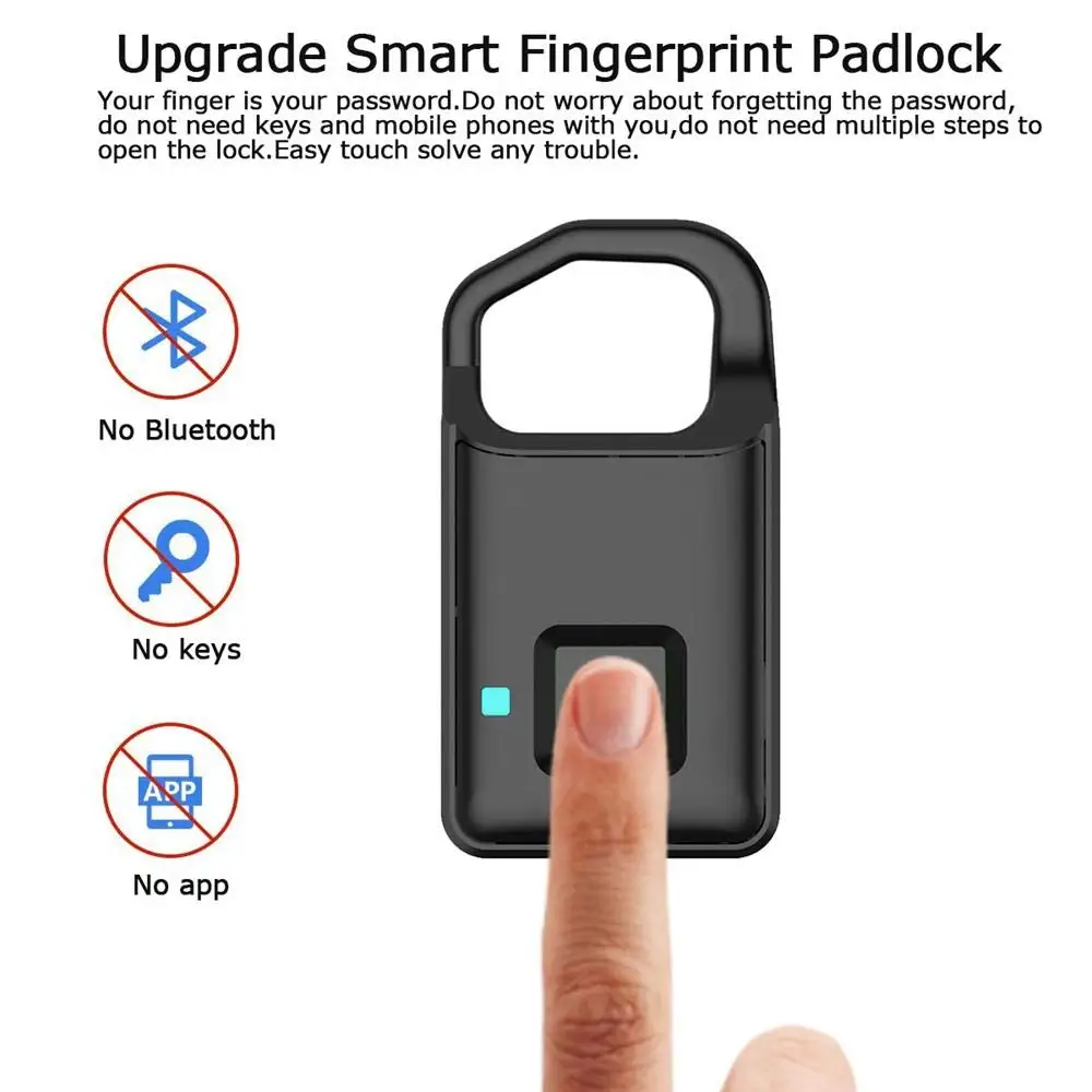 

Smart Fingerprint Padlock Biometric USB charge Waterproof Lock with Finger Print Security Touch Keyless Lock Long Standby Time