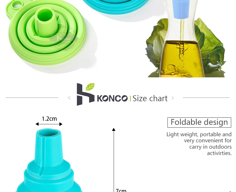 KONCO силиконовая Складная воронка для переноса жидкой жидкости мини-воронка для дозирования жидкости кухонные инструменты