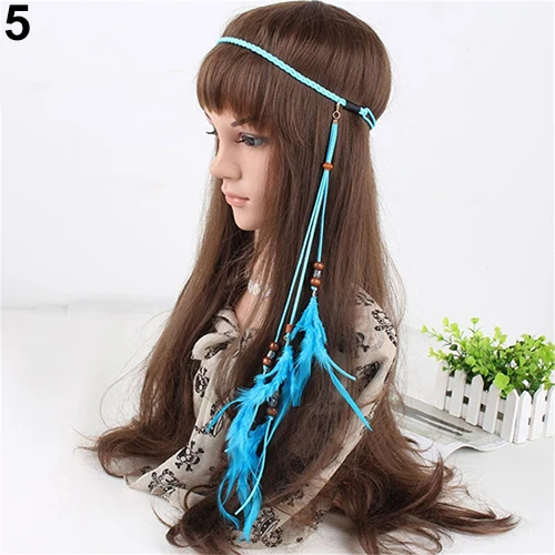 Hippie Hair Accessories Women Fashion Bohemian Handmede Feather