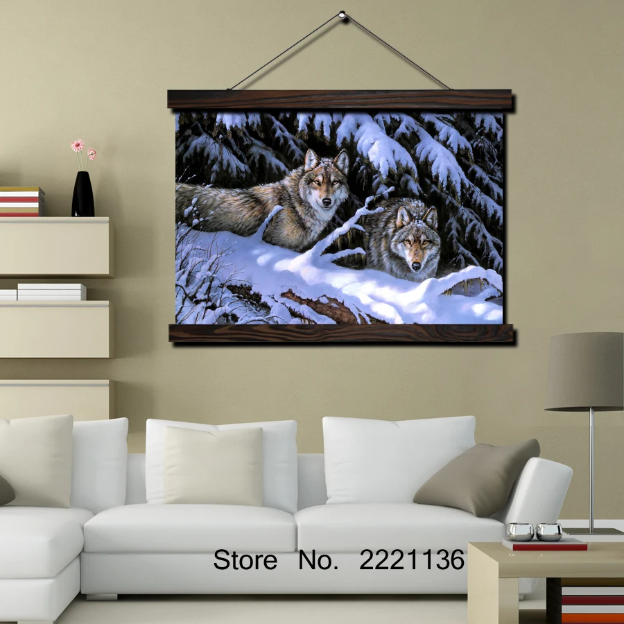 Kopen Hout Wolf Behang Rolschildering Moderne Thuis Ingelijst Opknoping Wanddecoratie Kunstwerken in High Definition Print Poster