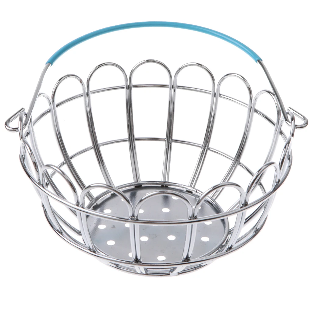 Kids Mini Metal Supermarket Shopping Basket For Kitchen Fruit Vegetable Food Grocery Storage Pretend Play Tools Toy Gifts Blue