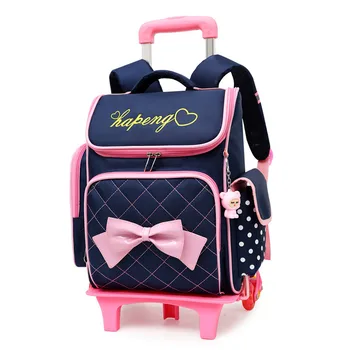 Children school bags for Girls Bow Cute Detachable Trolley Backpack Kids travel luggage book bag Schoolbag Mochilas Escolares baijiawei trolley children school bags kids backpacks with wheel trolley luggage for girls and boys backpack schoolbag