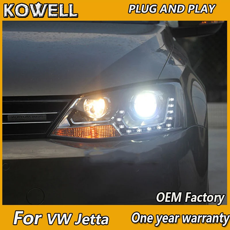 

KOWELL Car Styling for VW Jetta MK6 Headlight 2011-2015 Angel Eye LED Headlight DRL Bi Xenon Lens High Low Beam Parking Fog Lamg