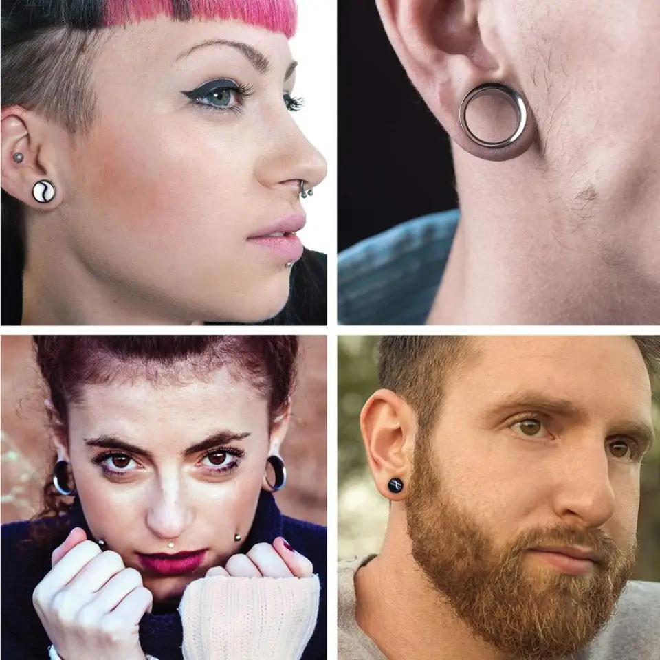 Écarteur D'oreilles Acier Inoxydable 2mm à 12mm – Plug Tunnel Acrylique Blanc – 1 Paire – Homme Et Femme