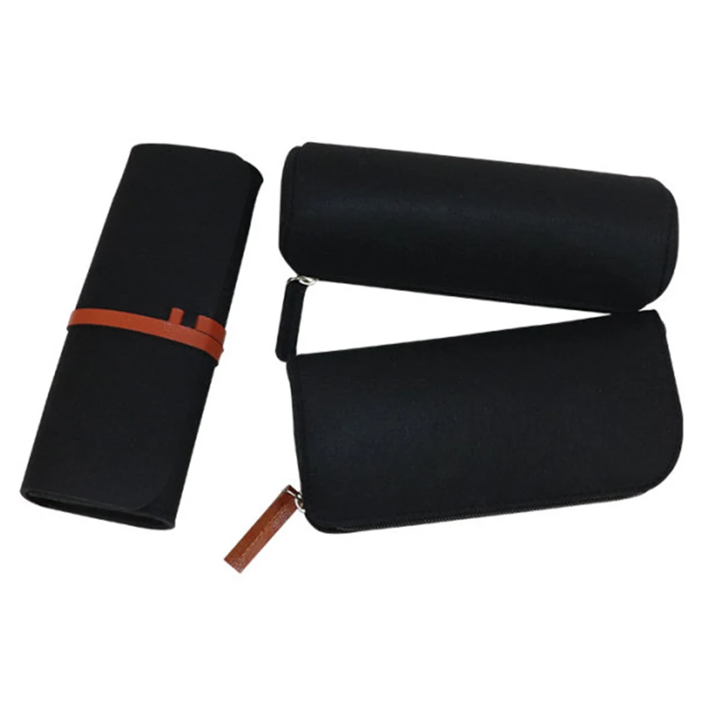 

3pcs Large Capacity Solid Students Felt School Pen Case Pencil Bag Organizer Pouch Zipper Stationery