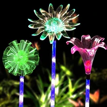 Солнечный цветок лилии на открытом воздухе, меняющий цвет, ландшафтный светильник, садовый декор. Светильник