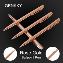 1 шт. GENKKY розовое золото шариковая ручка стержень из нержавеющей стали вращающиеся металлические шариковые ручки канцелярские принадлежности для офиса и школы