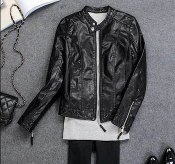 

Leather Short Section Nice Women New Locomotive PU Leather Short Jacket Collar Pink Female Leather Jacket