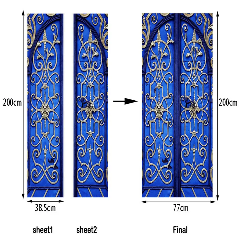 Креативный 3D Ретро дверной стикер для украшения дома двери ремонт железные ворота узор самостоятельно Наклейка на стену на дверь обои