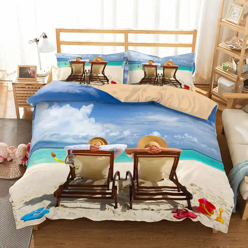 Romantische Meer Strand 3d Bettwasche Set Bettdecke Anzuge Vivid