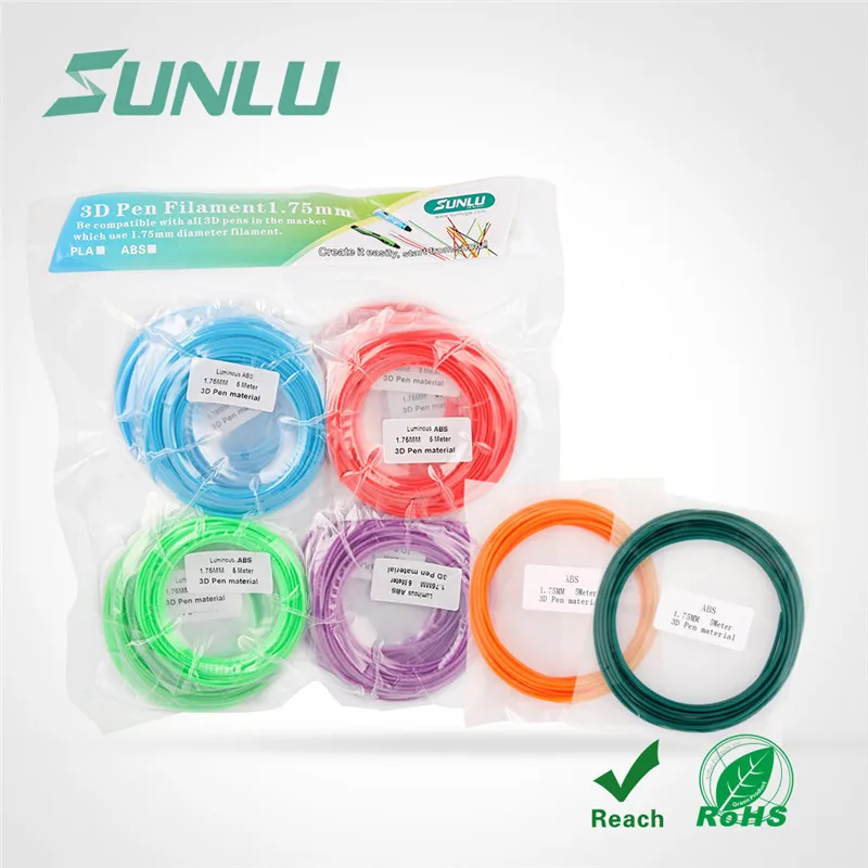 SUNLU 1 75 ABS 3D нить для детей Scribble расходные материалы 5 м/10 м/рулоны печать Ручка 100%