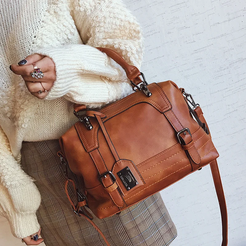 Роскошная женская кожаная сумка коричневого цвета в стиле ретро, винтажная сумка, дизайнерские сумки высокого качества, известный бренд, сумка-тоут на плечо, Женская Ручная сумка