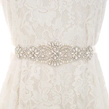 Ручной работы из бисера Серебряный свадебный пояс Хрустальный пояс невесты горный хрусталь свадебный пояс для свадебных аксессуаров S158S
