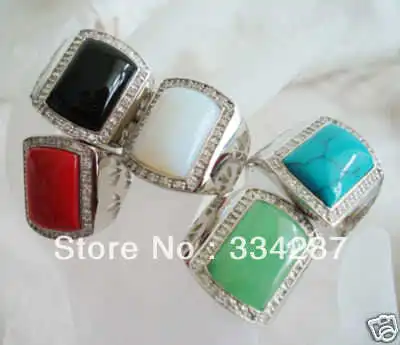 

Wholesale 5PC Agate Coral Opal Turquose Jade Ring