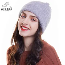 WELROG/Новинка года; зимние женские шапки из искусственного меха норки; женская вязаная верхняя одежда; Теплая Лыжная Шапка Skullies; модная шапка для девочек