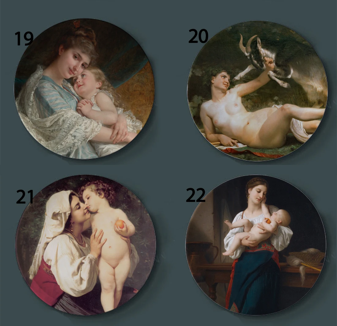 Bouguereau живопись декоративные тарелки керамическое домашнее художественное блюдо отель фон дисплей мать и ребенок картина маслом тарелка