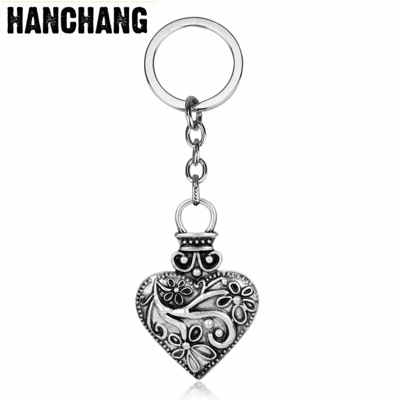 

Vintage Jewelry Movie Vampire Diaries Heart Pendant Keychain Women Car Key Holder Ring Metal Accessories Chaveiros
