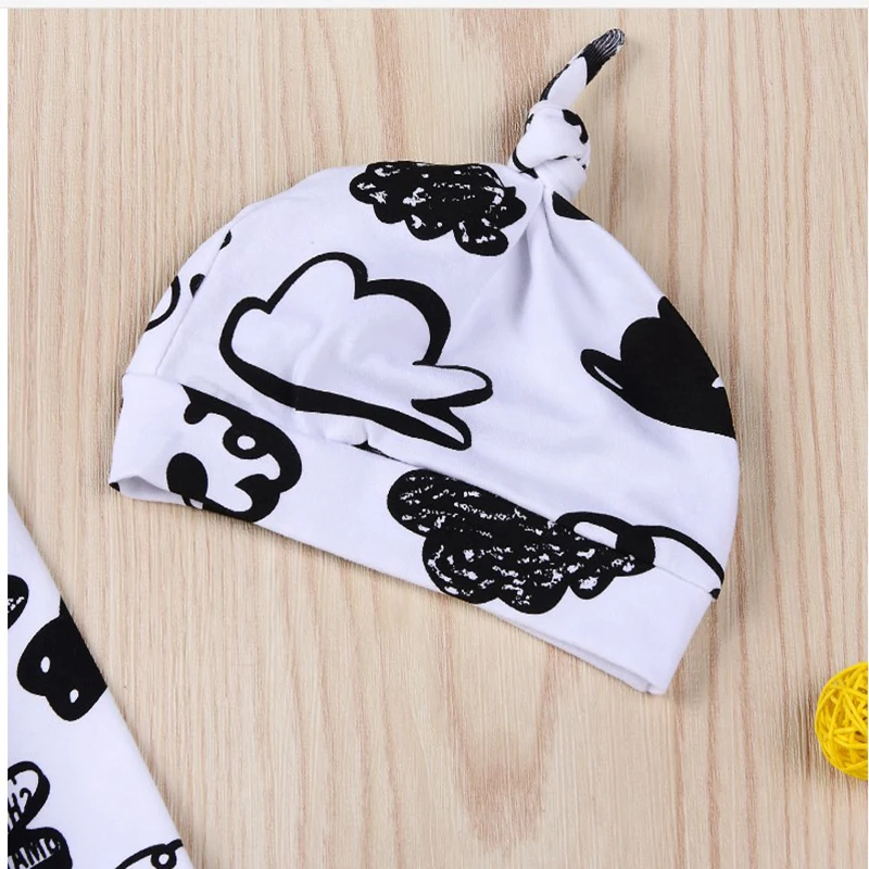 Long sleeve Newborn Clothes Cloud pattern 3PCS Baby Girl Clothes Set New Born Boys Sets Infant Baby Tops+Pants+hat children set