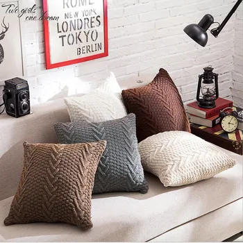 

Retro Twist Knitting Wool Striped Back Cushion Pillow Set 2017 New Art Sofa Double Pillow Housewarming Gift 45*45cm