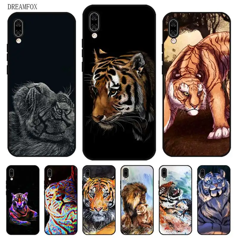 N440 Tiger Lion Animal Black Silicone Case Cover For Huawei Honor 6A 6C 6X 7C 7X 8 Lite Pro |