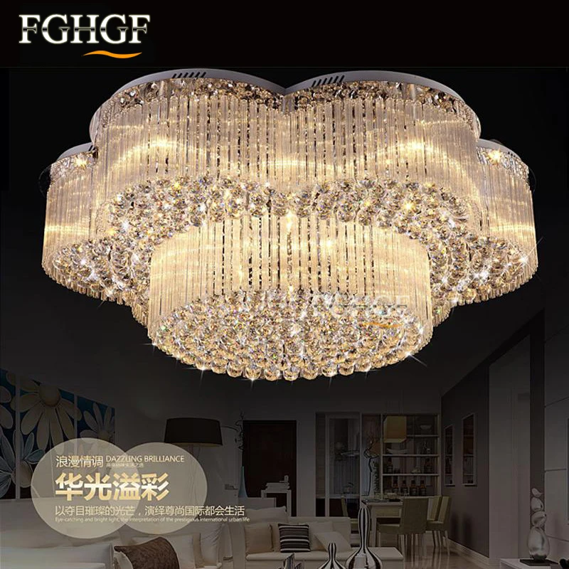 

Large Luxury Flower Shape Chandeliers Crystal Lamp Chandeliers Lighting Fixtures Round lustre Living Room Hotel Lights LED Lamp