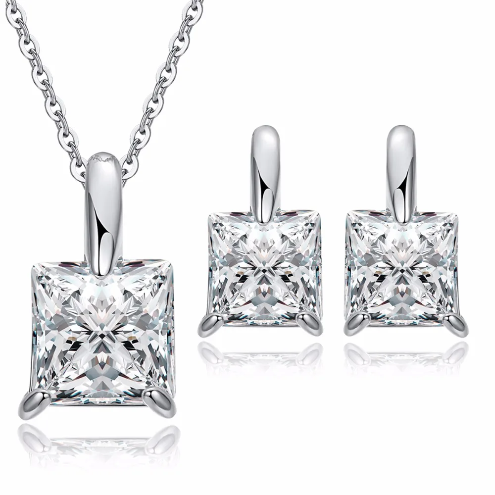 Fashion Square Shaped Jewelry Sets Exquisite Copper Cubic Zircon