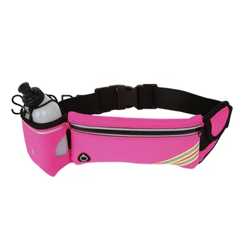 

Waist Bag with Bottle Pocket Women Men Reflective Adjustable Zipper Belt Bags Phone Case Outdoor Fitness Fanny Pack