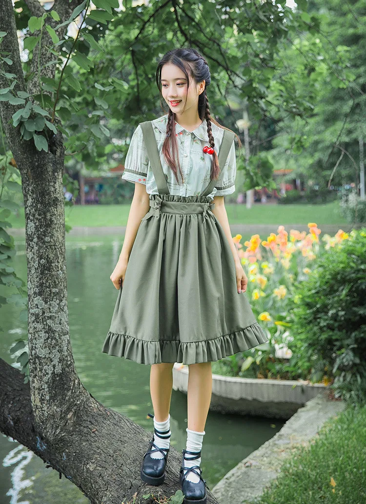 

New 2019 women dress Lolita Summer dress new girl fresh lovely flowers ribbon Lily dress SZ-0822