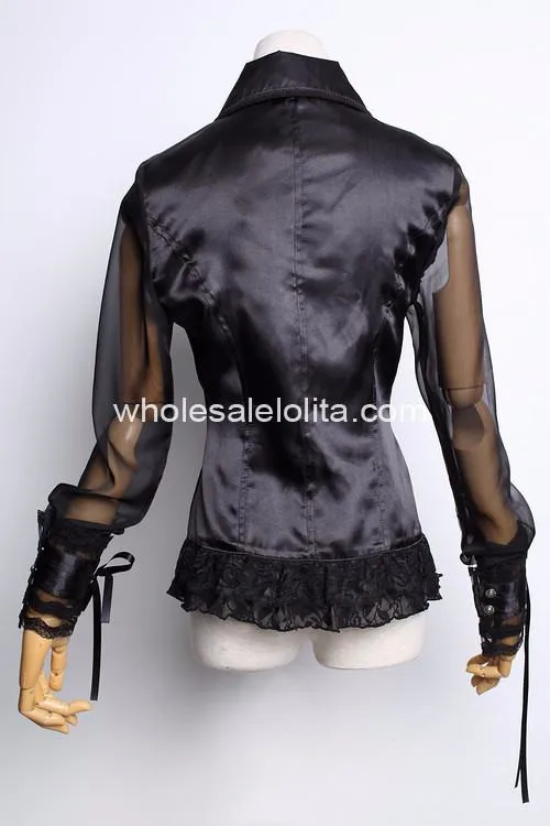 Изготовленная на заказ блузка черного кружева полный Готический Лолита Блузка готический кружева Лолита рубашка