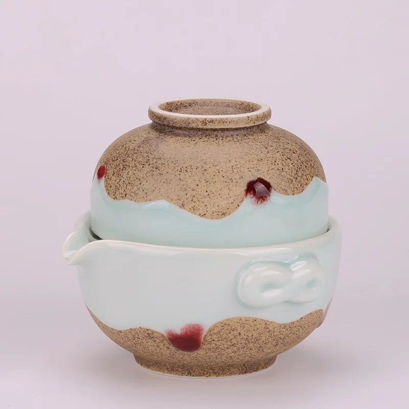 Temmoku глазурь звездное небо Путешествия Чайный набор включает в себя 1 горшок 1 чашка, высокое качество элегантный gaiwan, красивый легкий чайник, чай кунг-фу - Цвет: 03