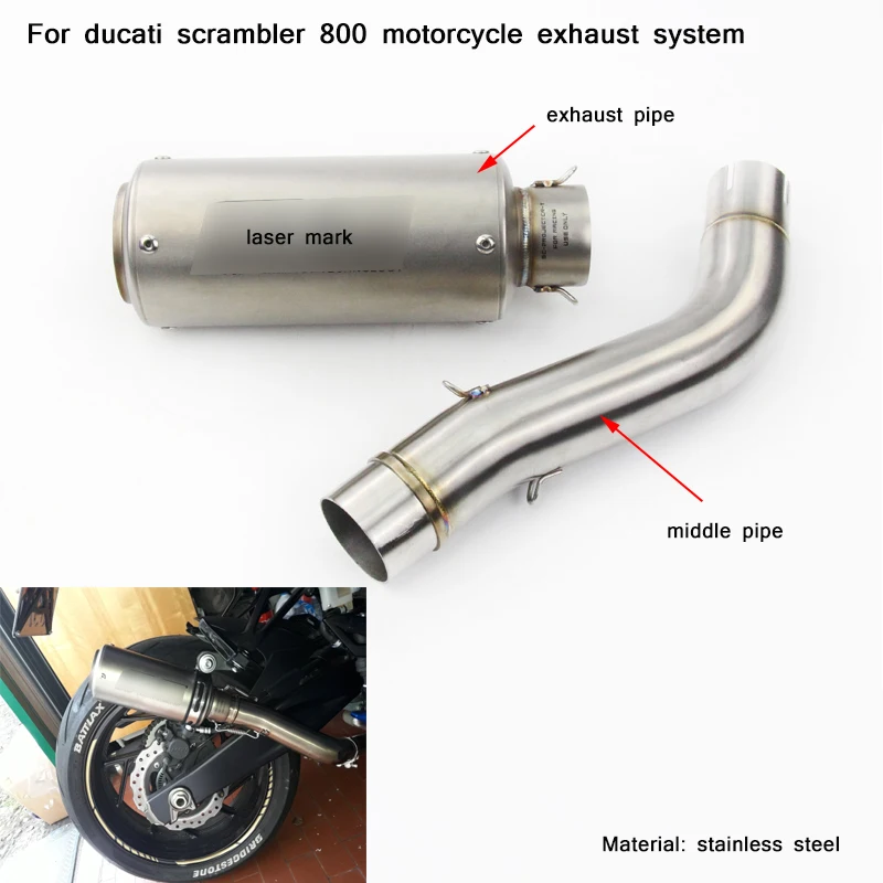 51 мм глушитель из нержавеющей стали Модифицированная мотоциклетная выхлопная труба для Ducati Scrambler 800