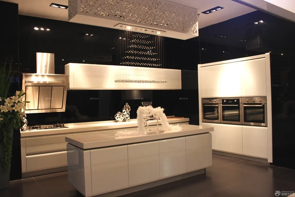 Дизайн Современный стиль серый окрашенный шейкер твердой древесины модульный кухонный шкаф