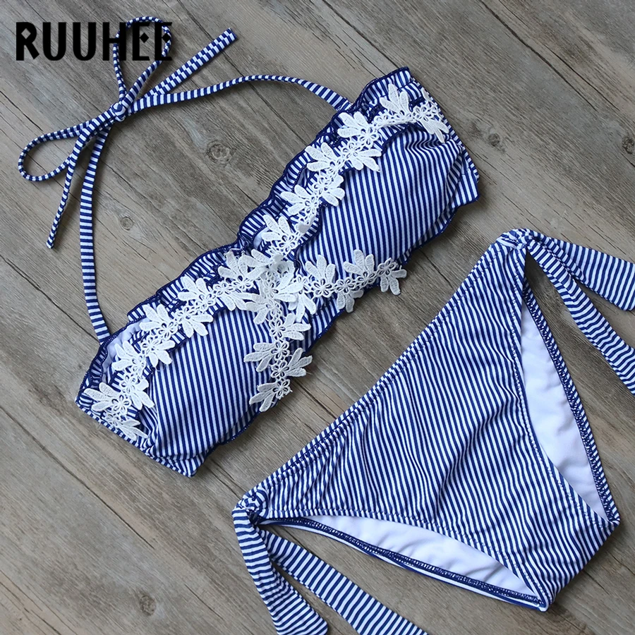 

RUUHEE Bikini Set Swimwear Women Swimsuit Brazilian Bikini Bathing Suit Bandeau Female Beachwear 2018 Swimming Suit With Pad