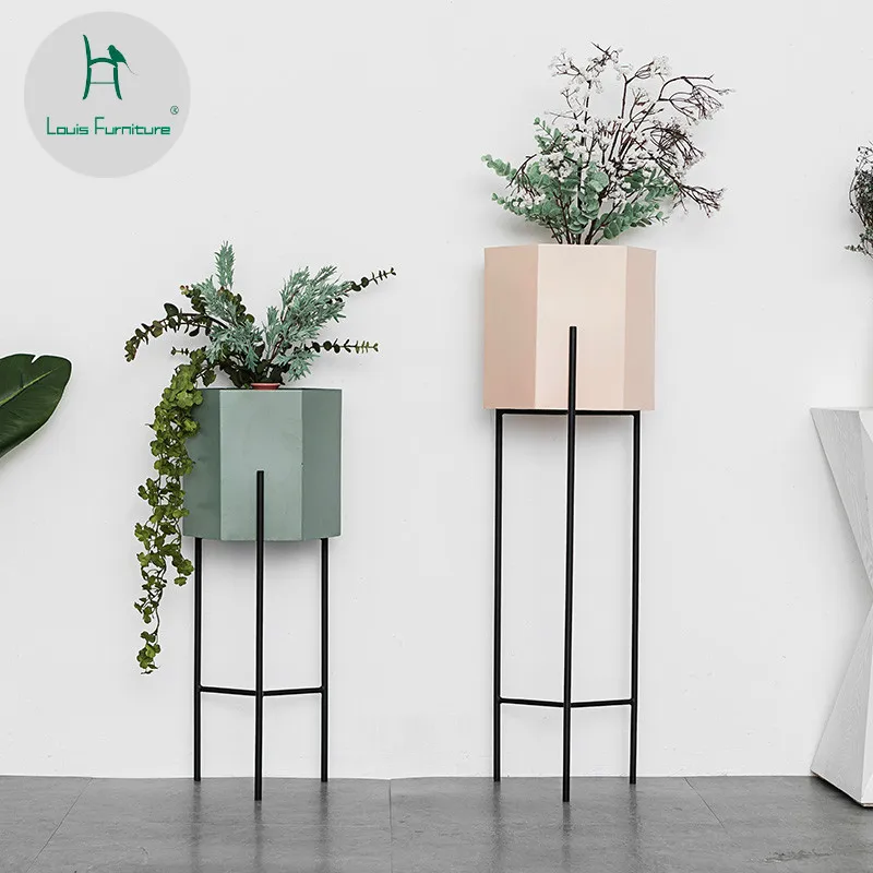 

Louis Fashion Plant Shelves Nordic Iron Flower Rack Balcony Living Room Indoor Floor Type