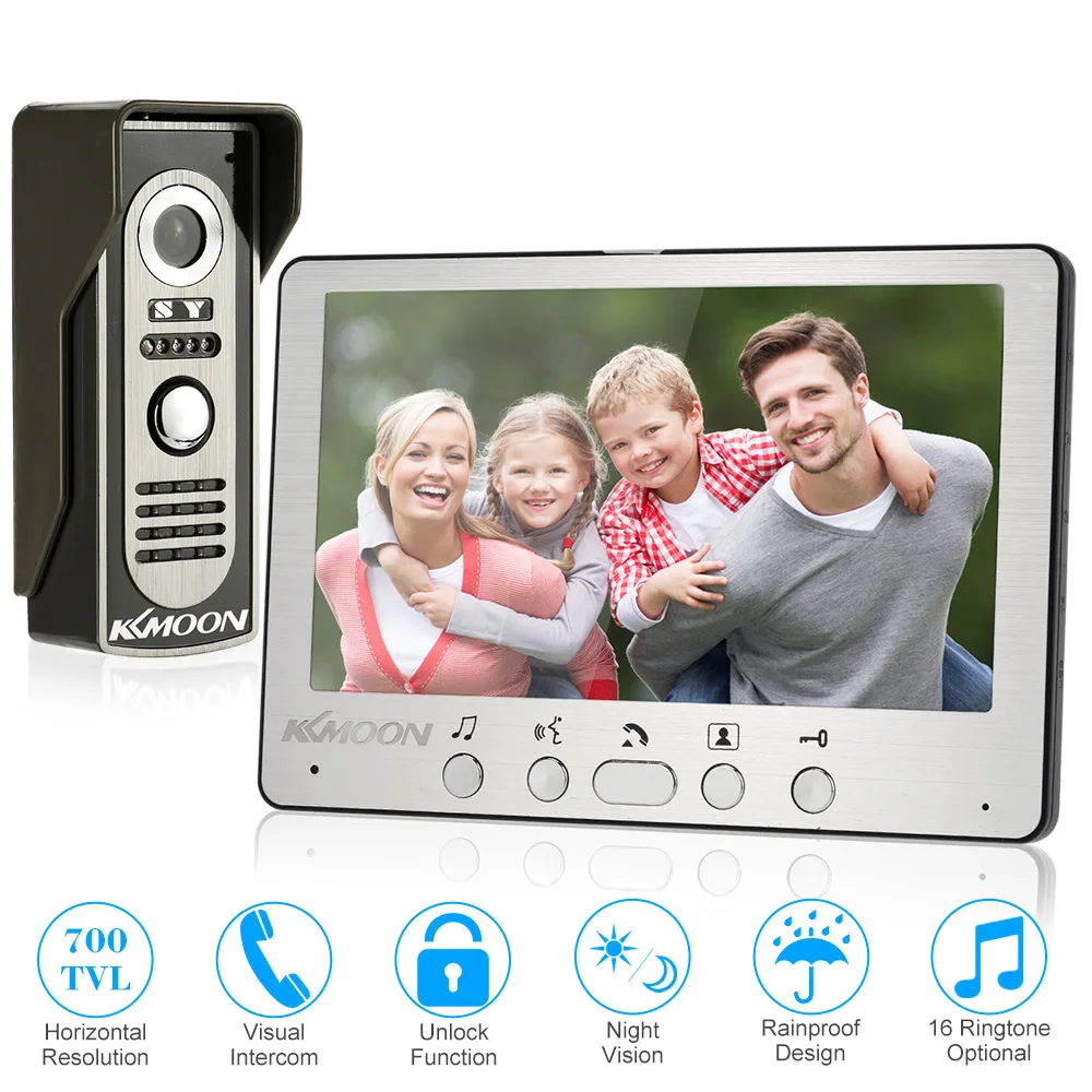 7'' TFT LCD Wired Video Door Phone System Indoor Monitor 700TVL Outdoor IR Camera Support Unlock  Visual Intercom Doorbell