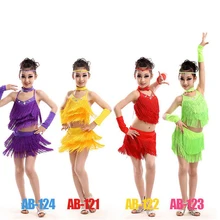 110-160 см летнее платье с розами для девочек бахрома Paillette латинские танцевальные платья Детские кисточкой Сальса Бальные платья костюм для танго для детей