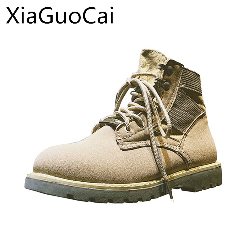 

High Quality Desert Boots Canvas High Top Women Ankle Boots Army Shoes Retro Vintage Cross-tied Female Motorcycle Boots