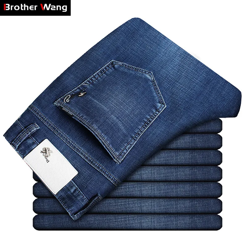 

2019 Spring Summer New Men's Slim Jeans Fashion Casual Classic Style Washed Blue Elastic Force Daning Trousers Male Brand Pants
