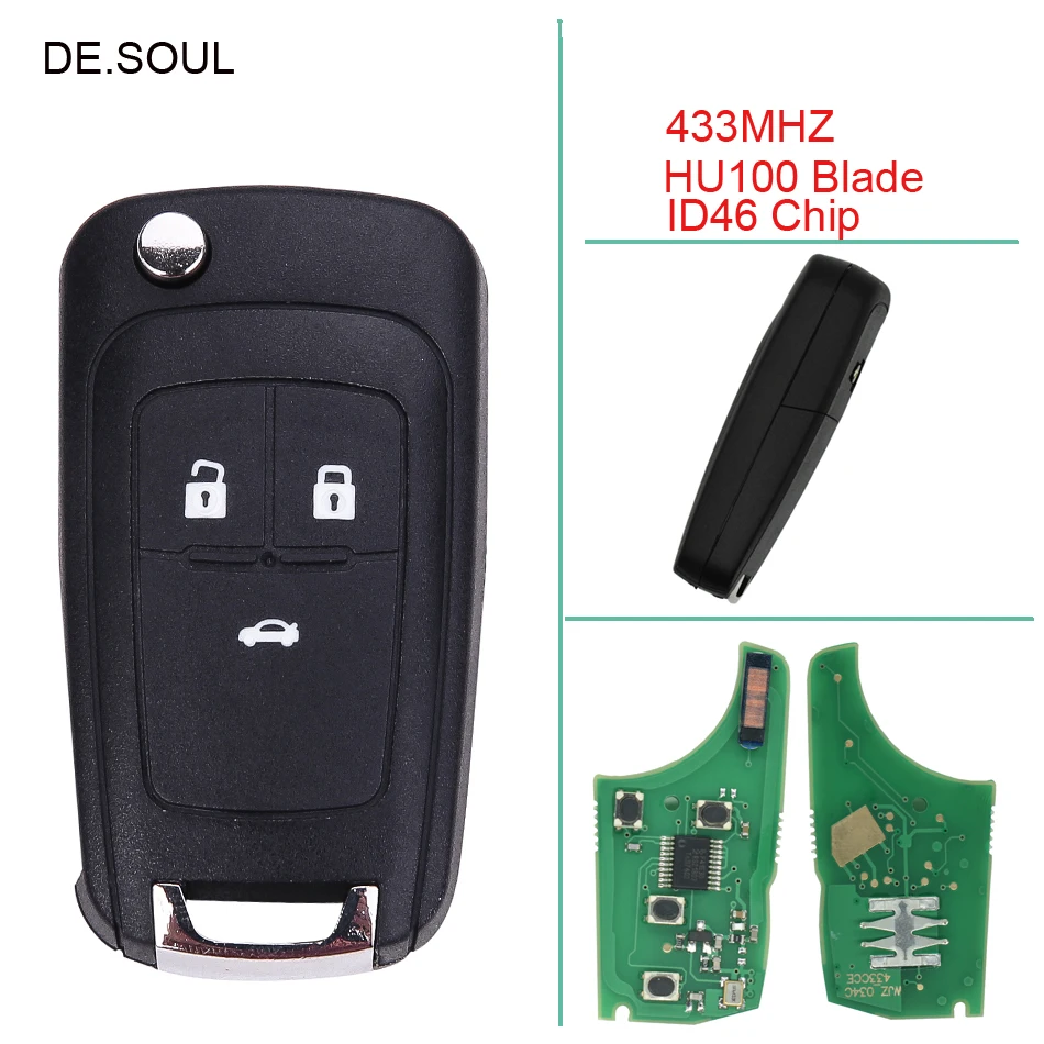 

DE.SOUL 3 Buttons Remote Car Key for Chevrolet Onix / New Prisma (MKII) Vehicle Control Alarm 2013 2014 2015 2016 2017