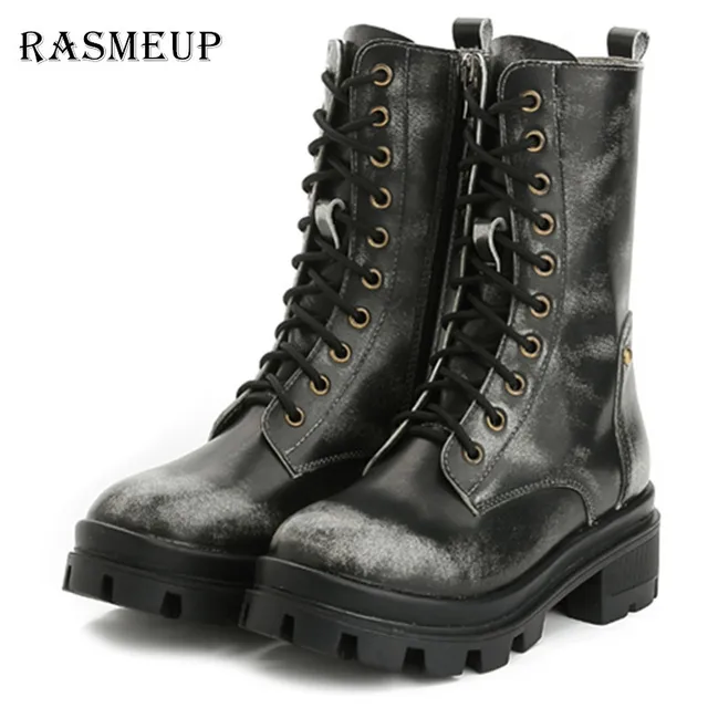 Best Offers RASMEUP Genuine Leather Retro Women's Motorcycle Boots Fashion Waterproof Women Martin Boots Woman Punk Gothic Platform Shoes Best Offers RASMEUP Genuine Leather Retro Women's Motorcycle Boots Fashion Waterproof Women Martin Boots Woman Punk Gothic Platform Shoes