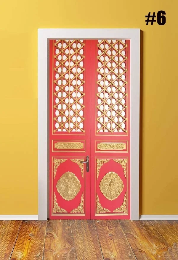 Домашний декор DIY двери ПВХ водонепроницаемый 3D принт окружающей среды классический узор защита стикеры Самоклеющиеся художественная бумага спальня - Цвет: YXCV2046-06