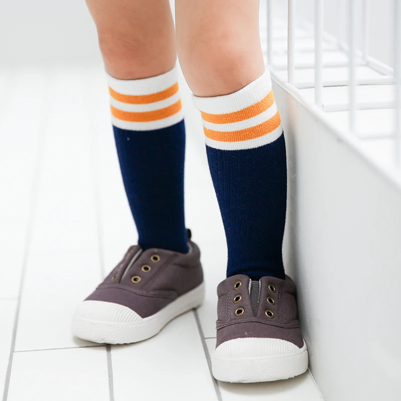 Chaussettes Longues En Coton Pour Bebes Garcons Et Filles Chaussettes Hautes A Rayures Pour L Ecole Chaussettes Chaudes Pour Tout Petits Collection Printemps Automne Aliexpress