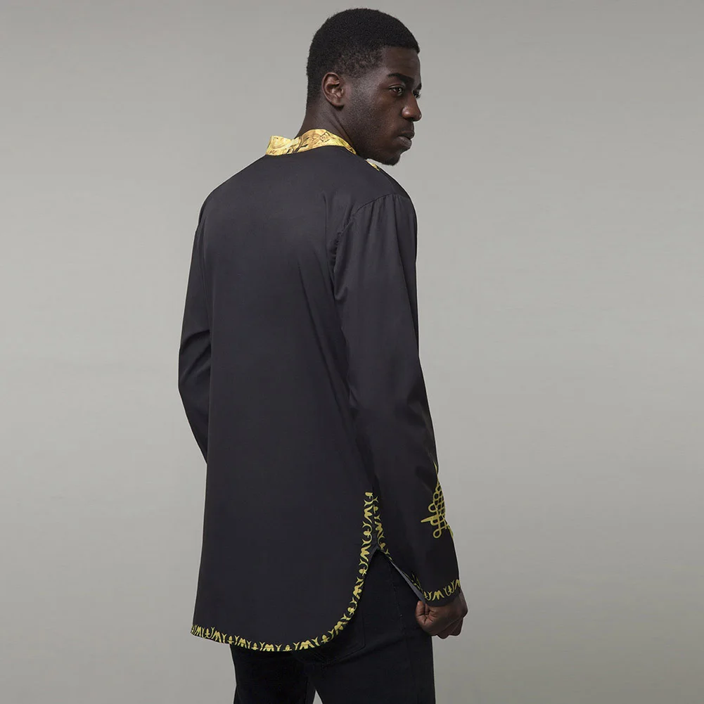 SUNGIFT Африканский мужской топ с длинными рукавами Африка Дашики V шеи большой размер Топ африканская одежда для мужчин новая модная одежда с принтом