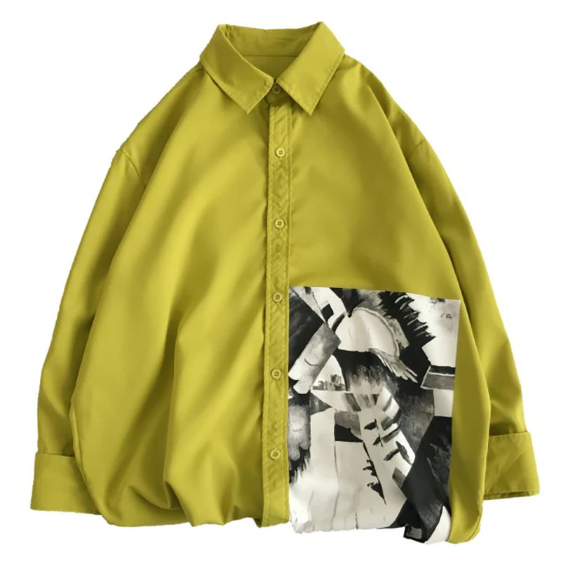 Мужская рубашка с рукавом три четверти и абстрактным принтом, платье 5xl, осень, хип-хоп Уличная Повседневная рубашка для мужчин CS26