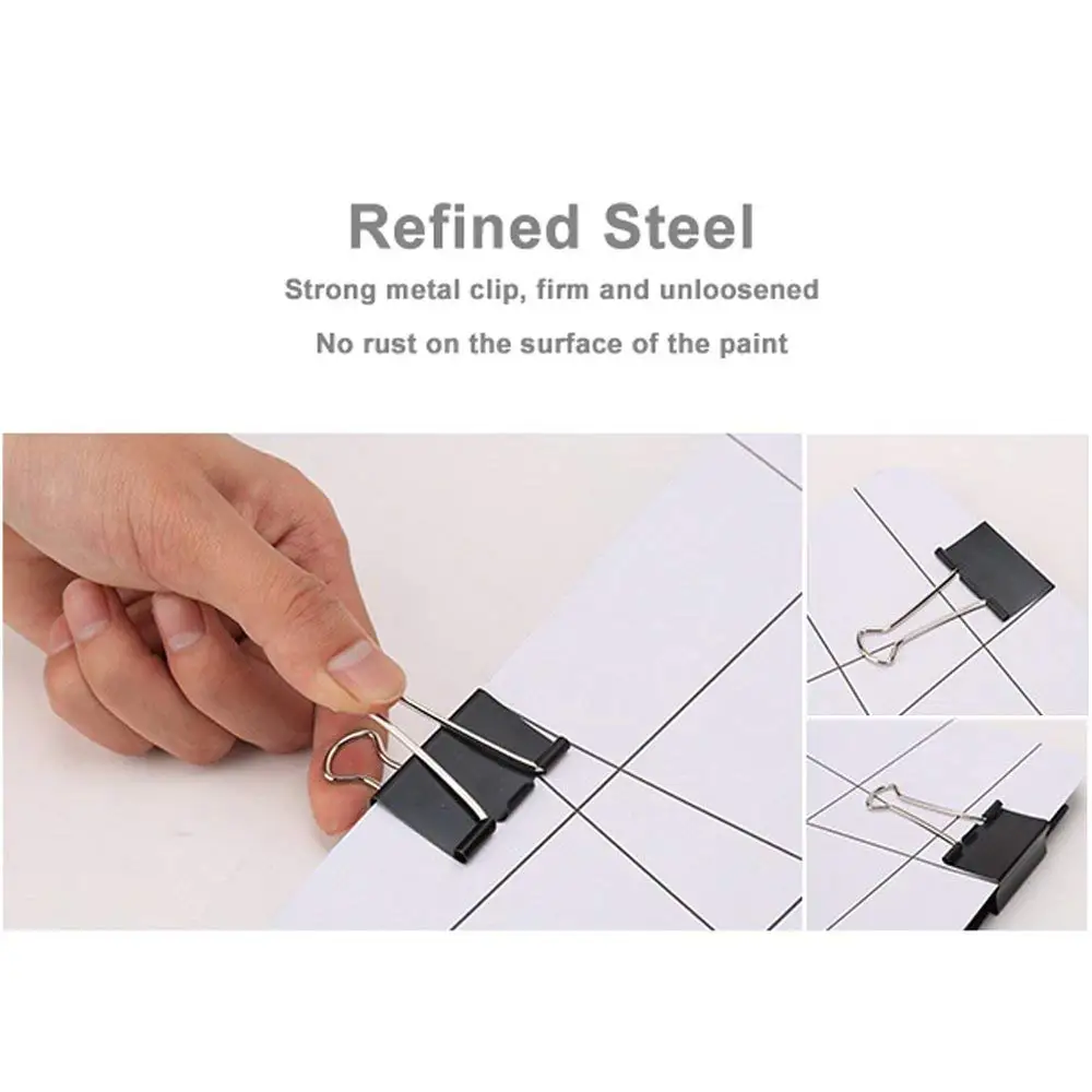 Extra Large Metal Binder Clips 2 Inch 12 Pack Paper Clamps for Office Supplies School Accessories Paper Organizer Black Paper Binder Clip 2//51mm