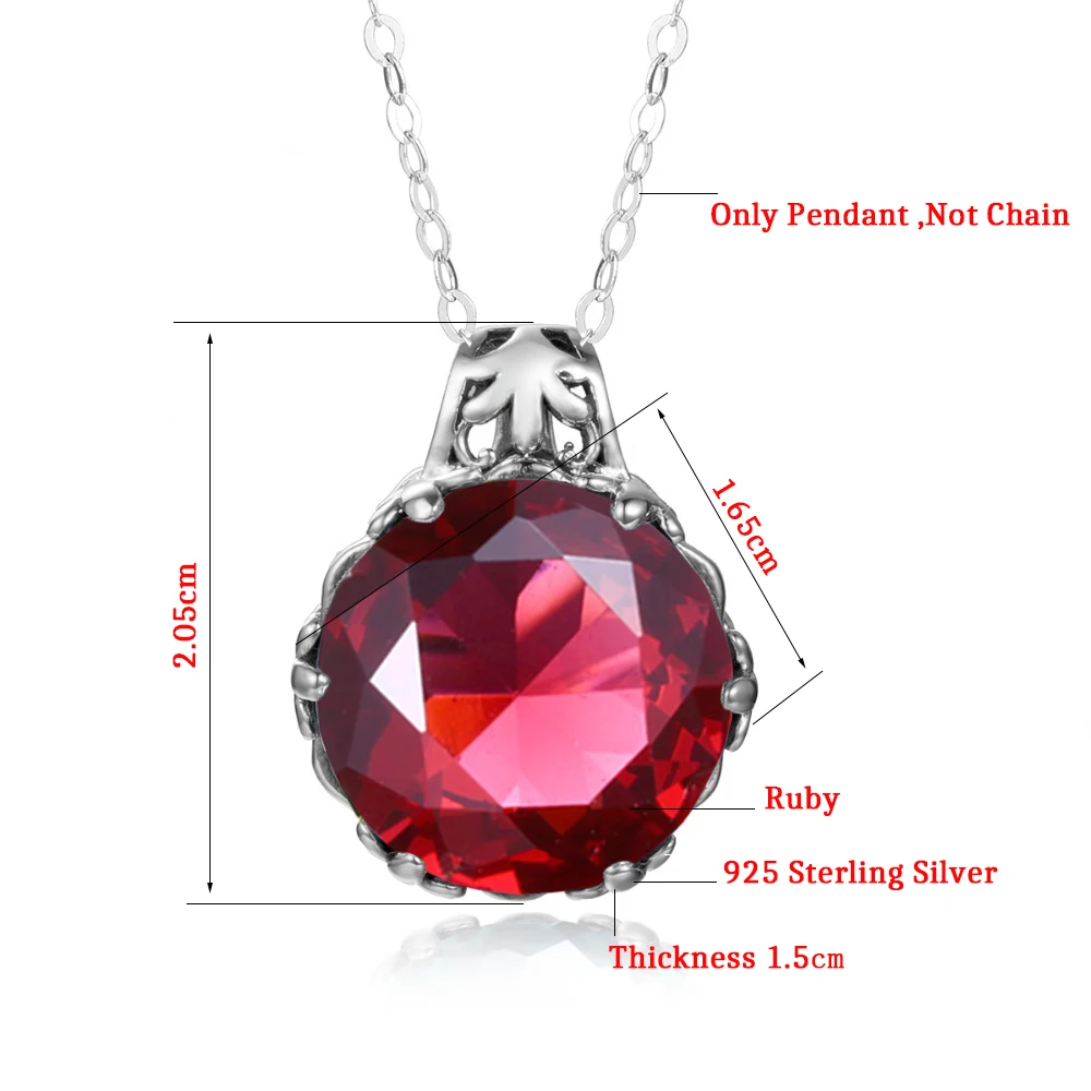 Szjinao Juillet Bonheur Réel 925 Sterling Argent Couronne Colliers et Pendentifs Main Rubis Bijoux De Mode Pour Les Femmes dans Pendentifs de Bijoux et