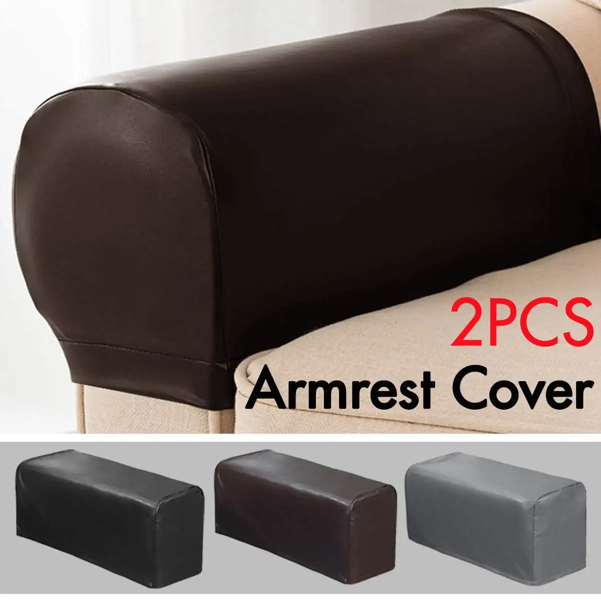 

Elastic PU Leather Sofa Covers 2pc/set Waterproof Sofa Armrest Covers For Couch Chair Arm Protectors Slipcover Stretchy