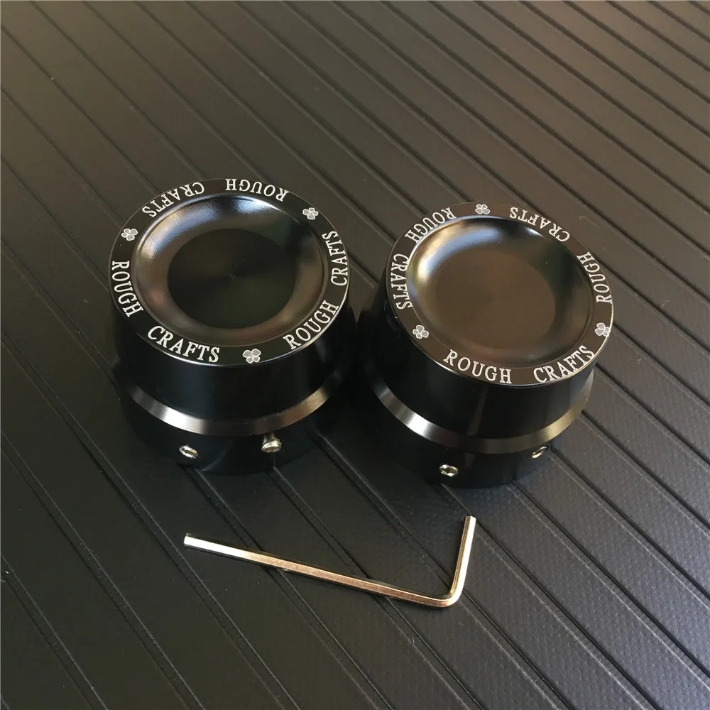 

Motorcycle Decoration Black Front CNC RC Rough Crafts Axle Cover Cap Nut For Harley Sportster XL 883 1200 Glide CVO Ultra