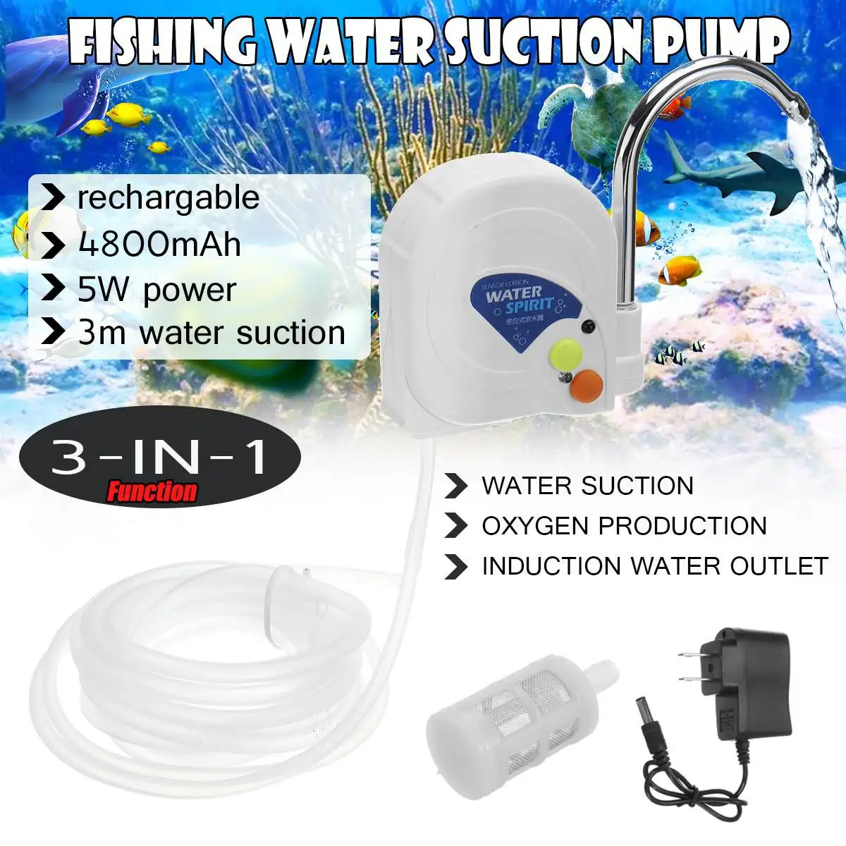 

Water Pump Electric Automatic Suction Device Portable Fishing Water Pump Hand Washers Water Absorber Machine Fishing Tools